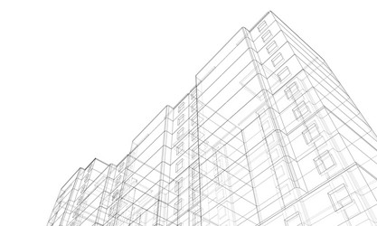 wire-frame model a multi-storey building vector image