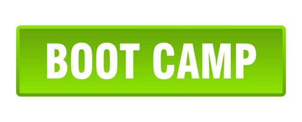 boot camp button square green push vector image