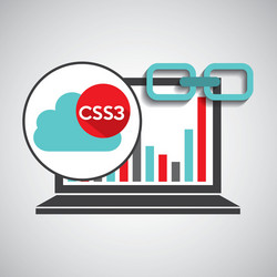 Laptop graphs cloud css3 link web vector