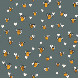 seamless pattern with bees on color background vector image