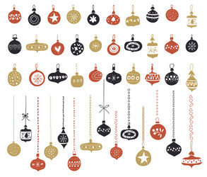set christmas glass toys clear Vector Image