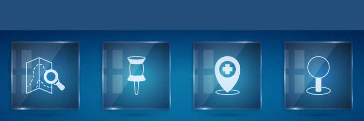 set search location push pin with cross vector image