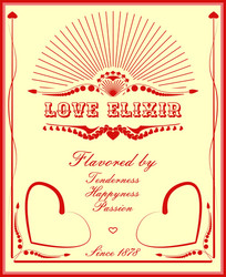 Vintage vertical banner with love elixirlabel vector