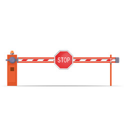 Closed car barriers with stop sign automatic Vector Image