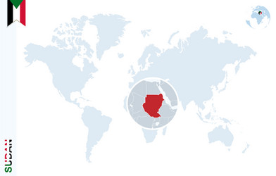 Blue world map with magnifying on sudan vector