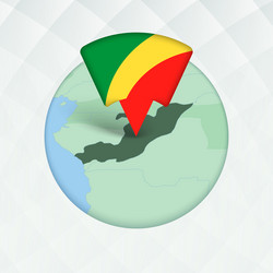 congo map highlighted with flag marker vector image