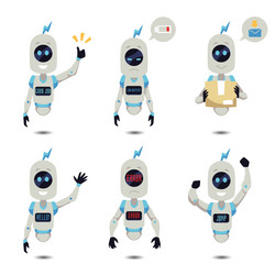 Floating robots set with various emotions vector