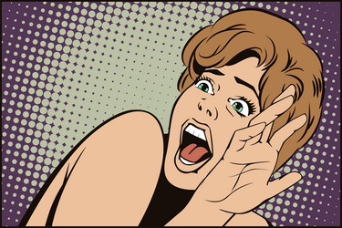 people in retro style girl screaming horror vector