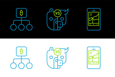 set line mobile stock trading blockchain vector image