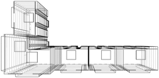 wire-frame model a multi-storey building vector