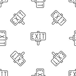 grey line fire exit icon isolated seamless pattern vector image