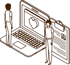 man with desktop computer screen and email vector image