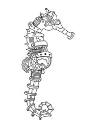 Steampunk Sea Horse Mechanical Art Vector Image