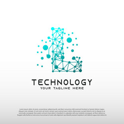 technology logo with initial l letter network vector