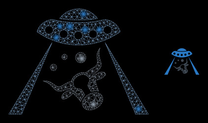 mesh net cow abduction with shiny vector image