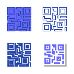 qr code icon set in flat and line style vector image