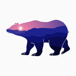 Bears river sunset Royalty Free Vector Image - VectorStock