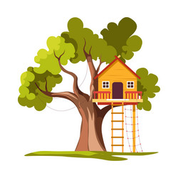 Charming Treehouse with Ladder vector image