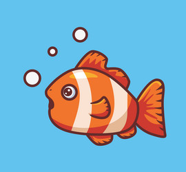 cute orange clown fish isolated cartoon animal vector