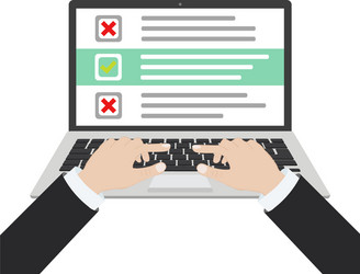 laptop and checkboxes with check mark checklist vector image