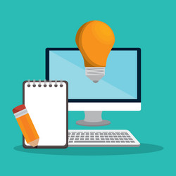 monitor computer device and notepad vector image