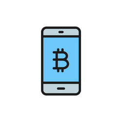 Smartphone display with bitcoin sign blockchain vector