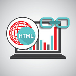 laptop graphs globe html link web vector image