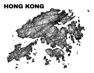 network irregular mesh hong kong map vector image