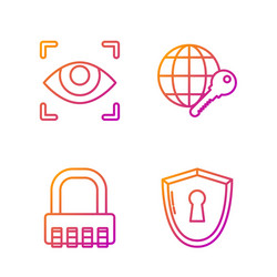 set line shield with keyhole safe combination vector image