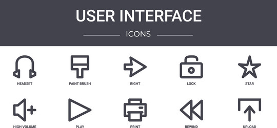 User interface concept line icons set contains vector