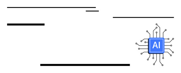 artificial intelligence chip with circuit lines vector image