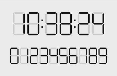 digital time clock numbers for timer calculator vector