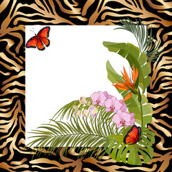 frame with abstract patterns and leaves vector image
