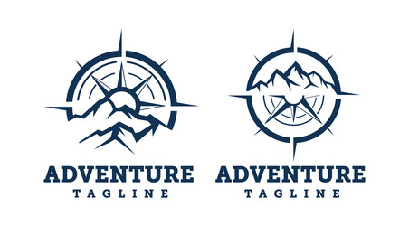 Mountain compass logo design template Royalty Free Vector