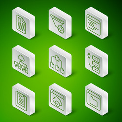 set line browser files cloud technology data vector image