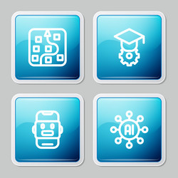 set line neural network graduation cap chat bot vector image