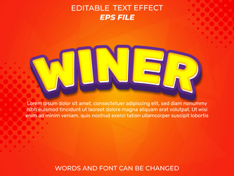winer text effect font editable typography 3d vector image