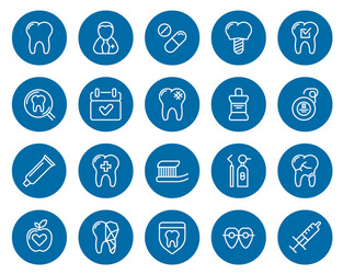 set minimal dentist dental clinic line icons vector