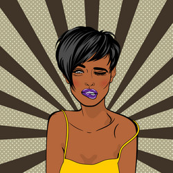 Sexy pop art pin up black chocolate dare girl vector