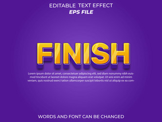 finish text effect font editable typography 3d vector image