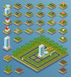 City building flat style icons set Royalty Free Vector Image