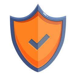 orange shield displaying check mark representing vector image