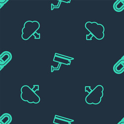 set line security camera cloud download and chain vector image