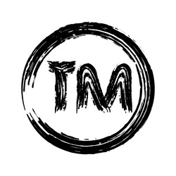 Sm sign - service mark in a circle black brush Vector Image