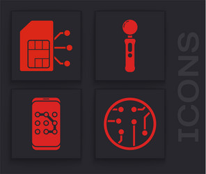 set processor sim card gamepad and mobile vector image