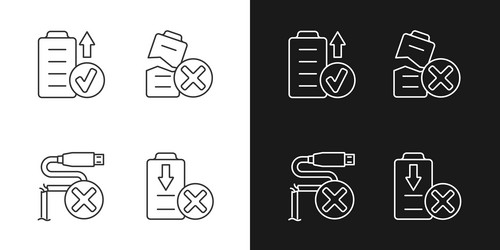 drone performance linear manual label icons set vector