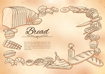 Template different types bread and loafs vector