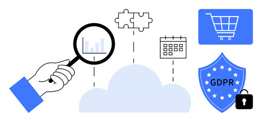 data analysis with cloud security and business vector image