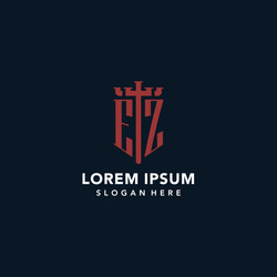 ez initial monogram logos with sword and shield vector image