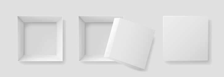 Open box with top view mockup white vector